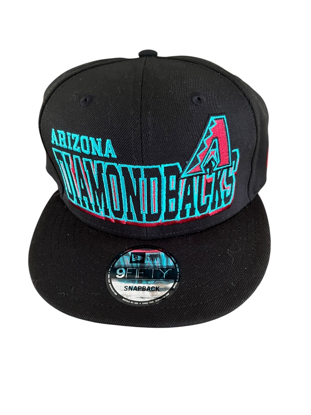 9FIFTY Arizona Diamondbacks Black Snapback with Teal and Red Embroidery